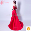 Elegante Brilhante Vermelho Draggle-tail A Line Lace Appliqued Women Evening Dress